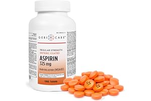 GeriCare Enteric Coated Aspirin Tablets 325mg (1000 Count) NSAID Pain Reliever & Fever Reducer for Adults- Regular Strength Aspirin for Headache Arthritis Menstrual & Muscle Pain