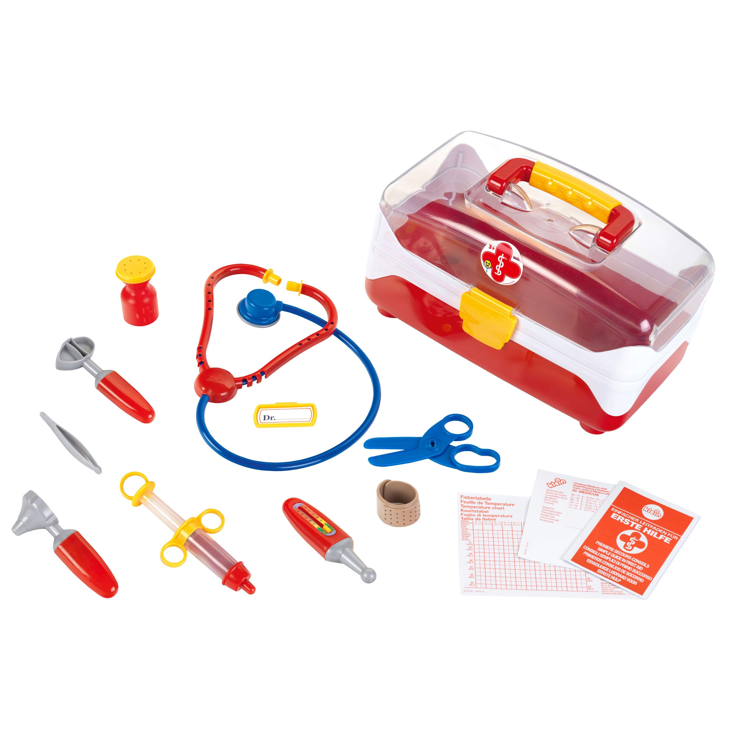 Theo Klein 4685 Doctor's Case , big | Suitcase with lots of instruments | Including Stethoscope , syringe , Thermometer and many more | Toys for Children Aged 3 and over, Multi - Colored