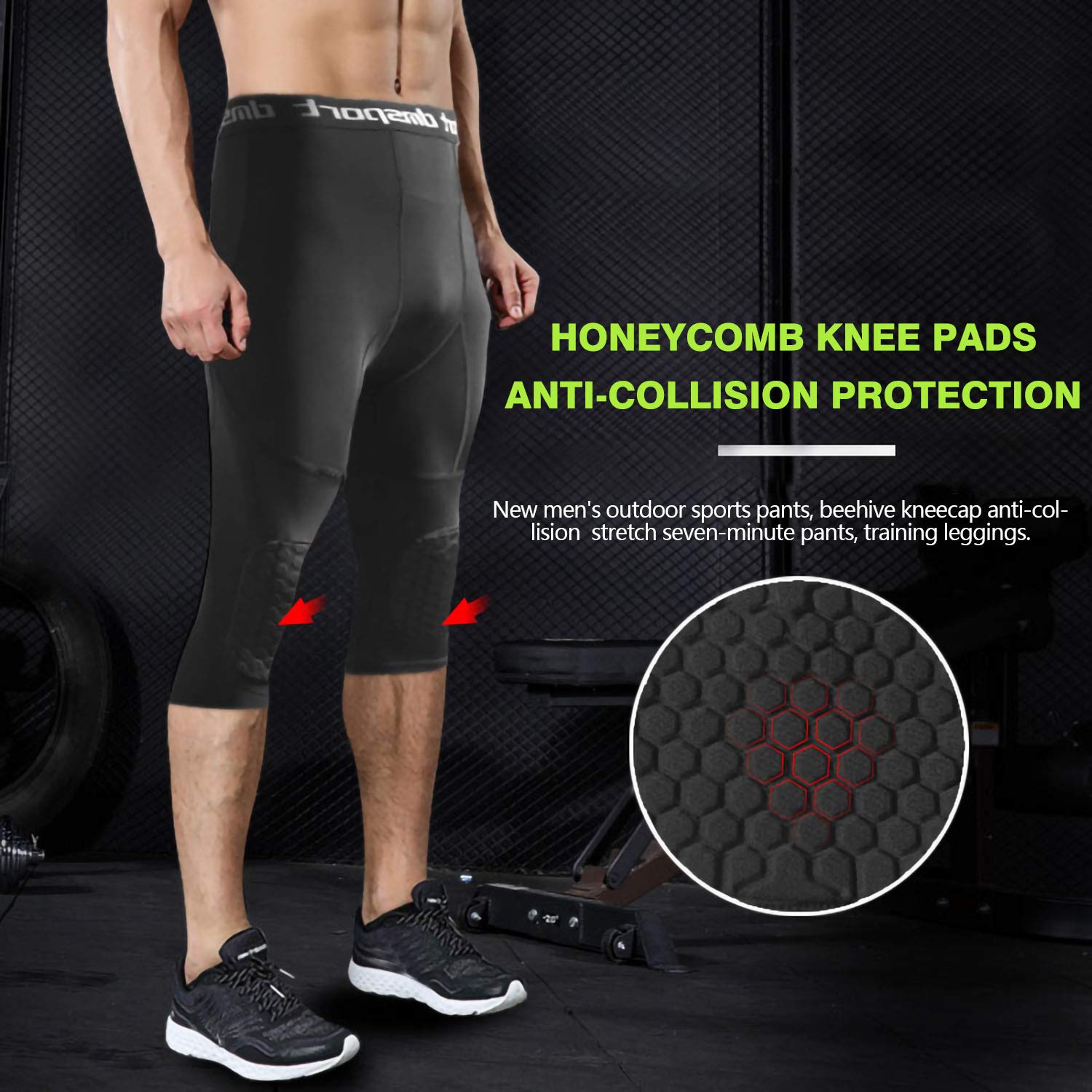 knee padded compression tights