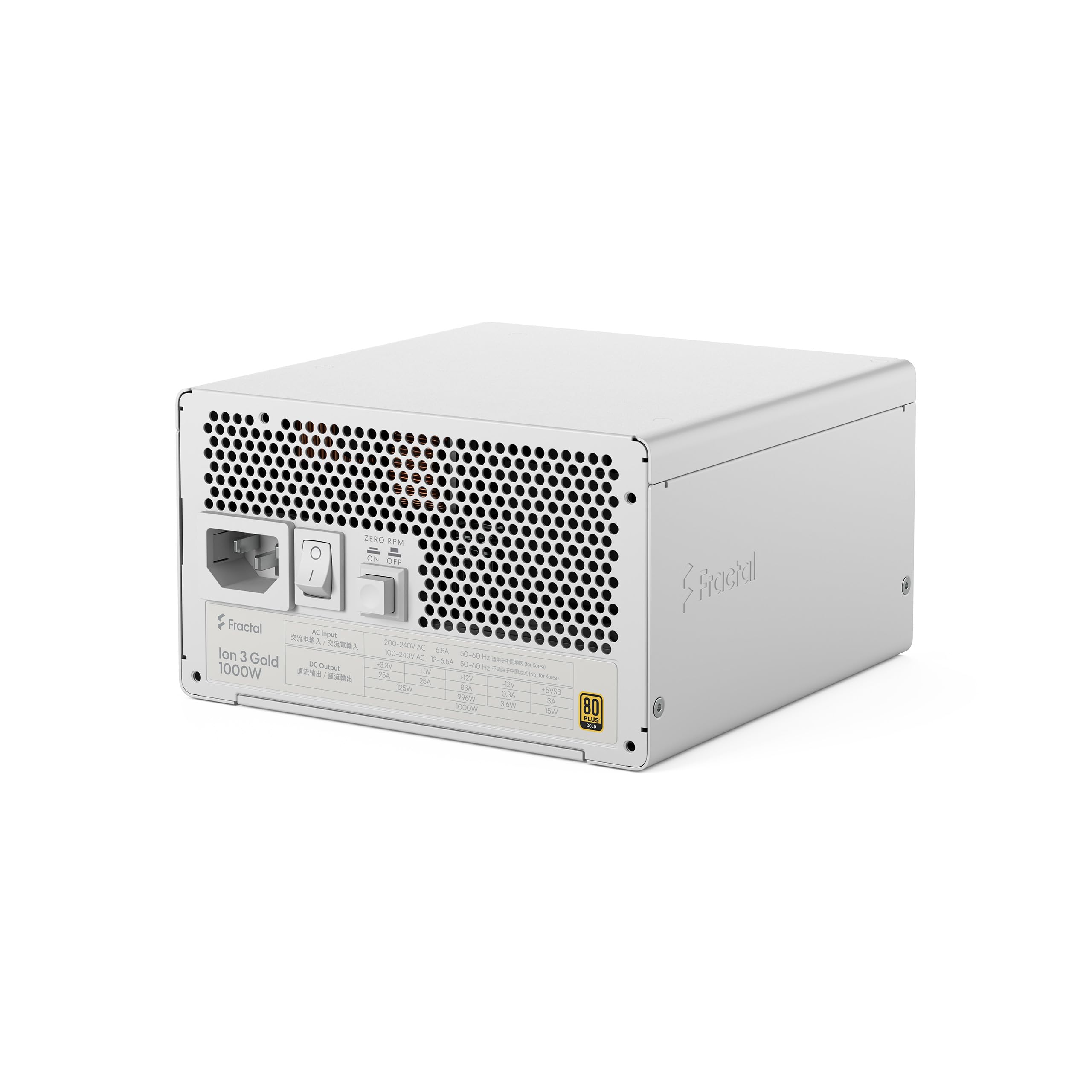 Fractal Design Ion 3 Gold 1000W White 80 Plus Gold Certified Fully Modular Atx12V 3.1 Power Supply Unit Psu - View 10