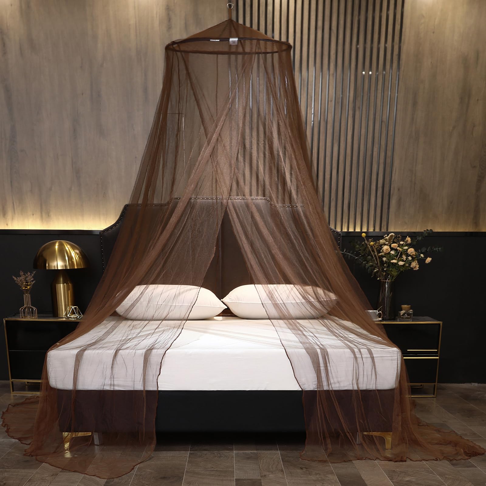 ZIQINPSQ Bed Canopy,Fine-mesh mosquito screen, insect screen, Hanging Bed Net Cover, including mounting material, easy to install. (Coffee)