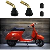 Ziciner 2 PCS PVR50 Valve Stem Bent 135 Degree Angled, Snap-in Tubeless Tire Valve Stem Brass Stems with Rubber Base, Universal Tire Rim Replacement for Motorcycle Scooter ATV