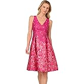 Adrianna Papell Womens Border Hem Jacquard Dress