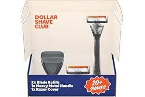 Dollar Shave Club | Heavy Metal Handle Shave Set with Razor Cover | 2 Extra Close Refill Cartridges, 1 Heavy Metal Handle, 1 Razor Cover, Razors for Men