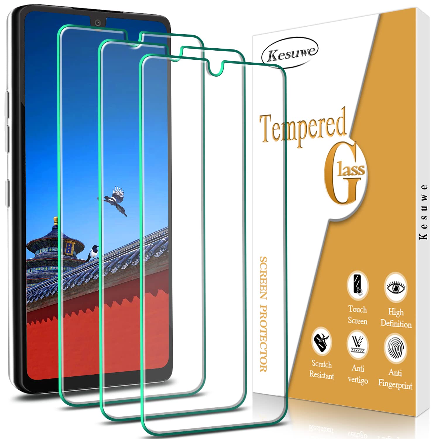 Photo 1 of Kesuwe [3-Pack] Screen Protector For LG Stylo 6 Tempered Glass, Anti Scratch, Bubble Free, 9H Hardness, Case Friendly, Easy to install