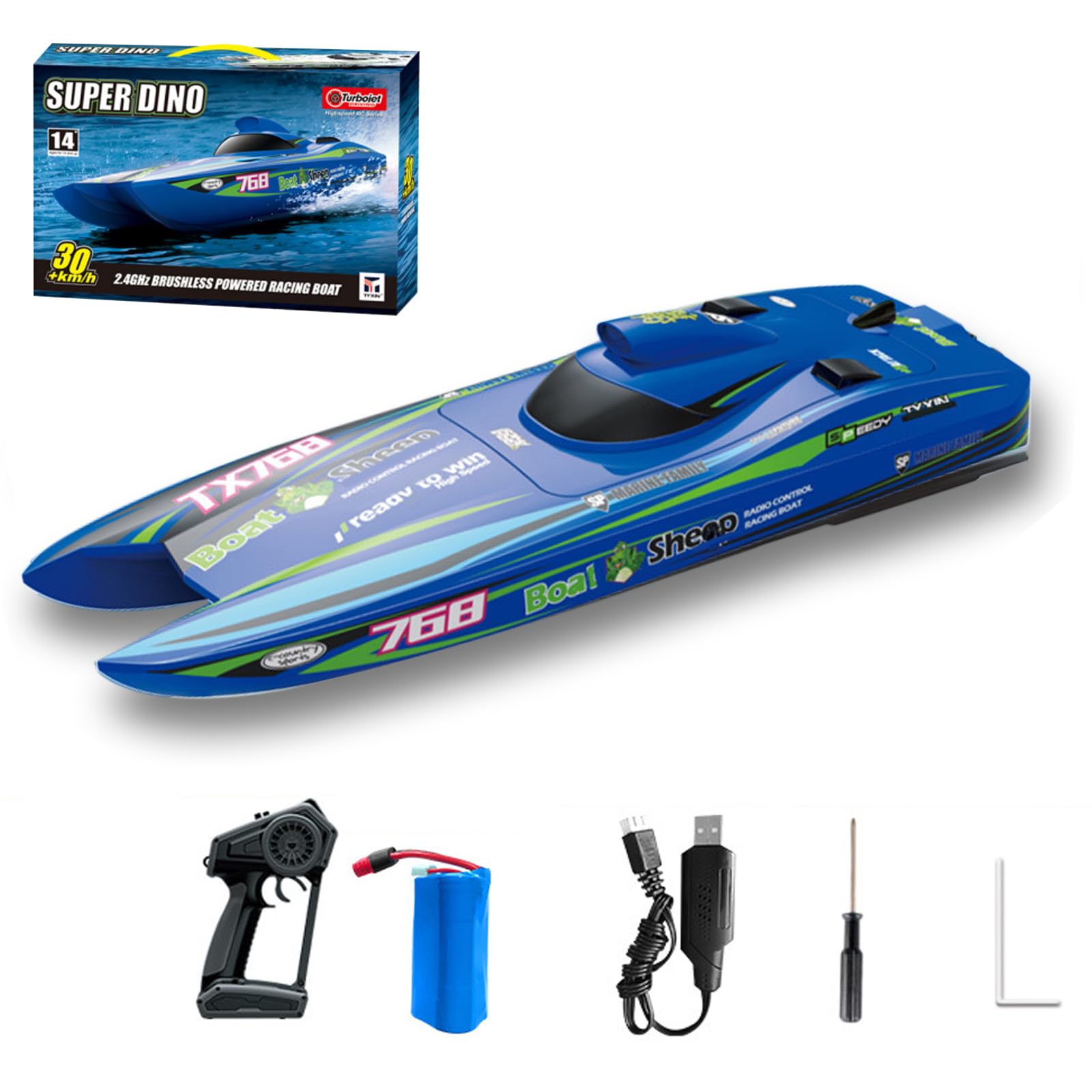 Photo 1 of *BATTERIES NOT INCLUDED* GoolRC Remote Control Boat 2.4GHz High Speed 30km/h Brushless Turbojet Speedboat Remote Control Ship Cooling Waterproof Low Battery/Over Distance Reminder 2 Battery