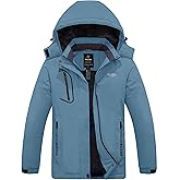 wantdo Women's Mountain Waterproof Ski Jacket Windproof Rain Jacket Winter Warm Hooded Coat