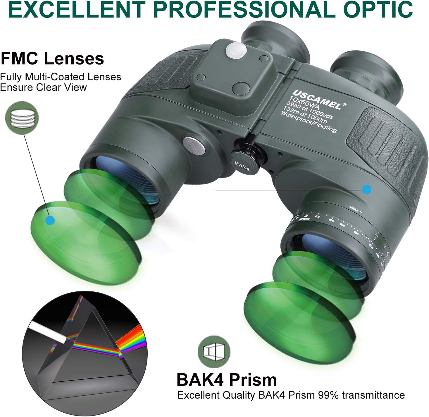 uscamel 10x50 marine military binoculars