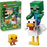 LEGO Minecraft Chicken Jockey 21582 | Building Toys for Boys &amp; Girls, Ages, 9+, Display for Bedroom, 344 pieces, Gift for Birthdays