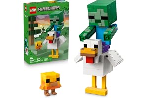 LEGO Minecraft Chicken Jockey 21582 | Building Toys for Boys & Girls, Ages, 9+, Display for Bedroom, 344 pieces, Gift for Bir