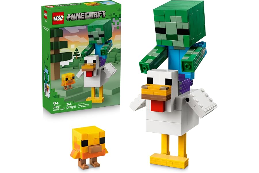 LEGO Minecraft Chicken Jockey 21582 | Building Toys for Boys & Girls, Ages, 9+, Display for Bedroom, 344 pieces, Gift for Birthdays