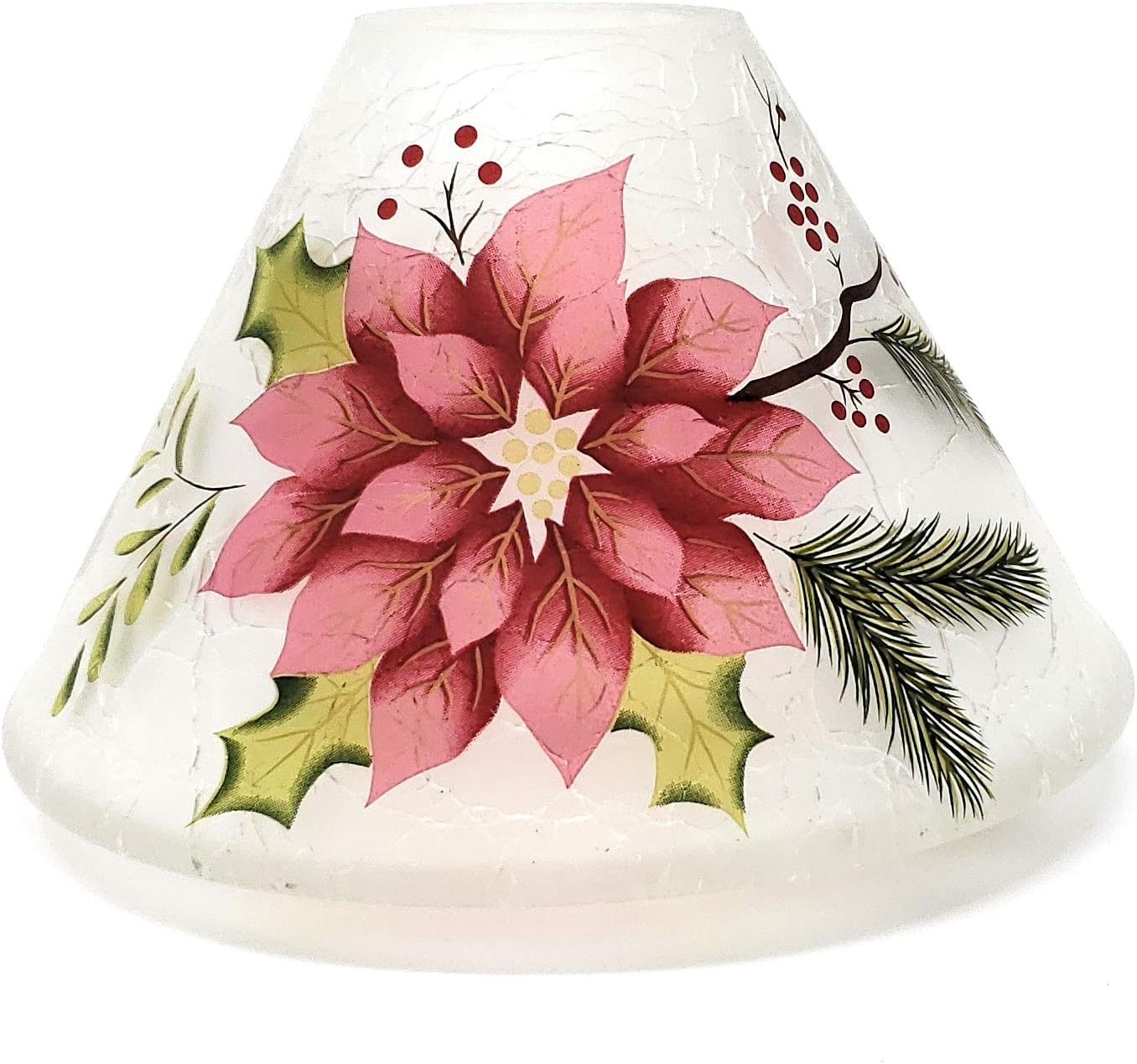 Yankee Candle Frosted Poinsettia Crackle Glass Jar Candle Shade Home & Kitchen