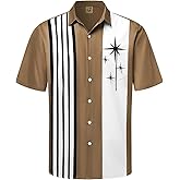 Hardaddy Men's Vintage Bowling Shirt Short Sleeve Button Down Hawaiian Summer Beach Printed Casual Shirts