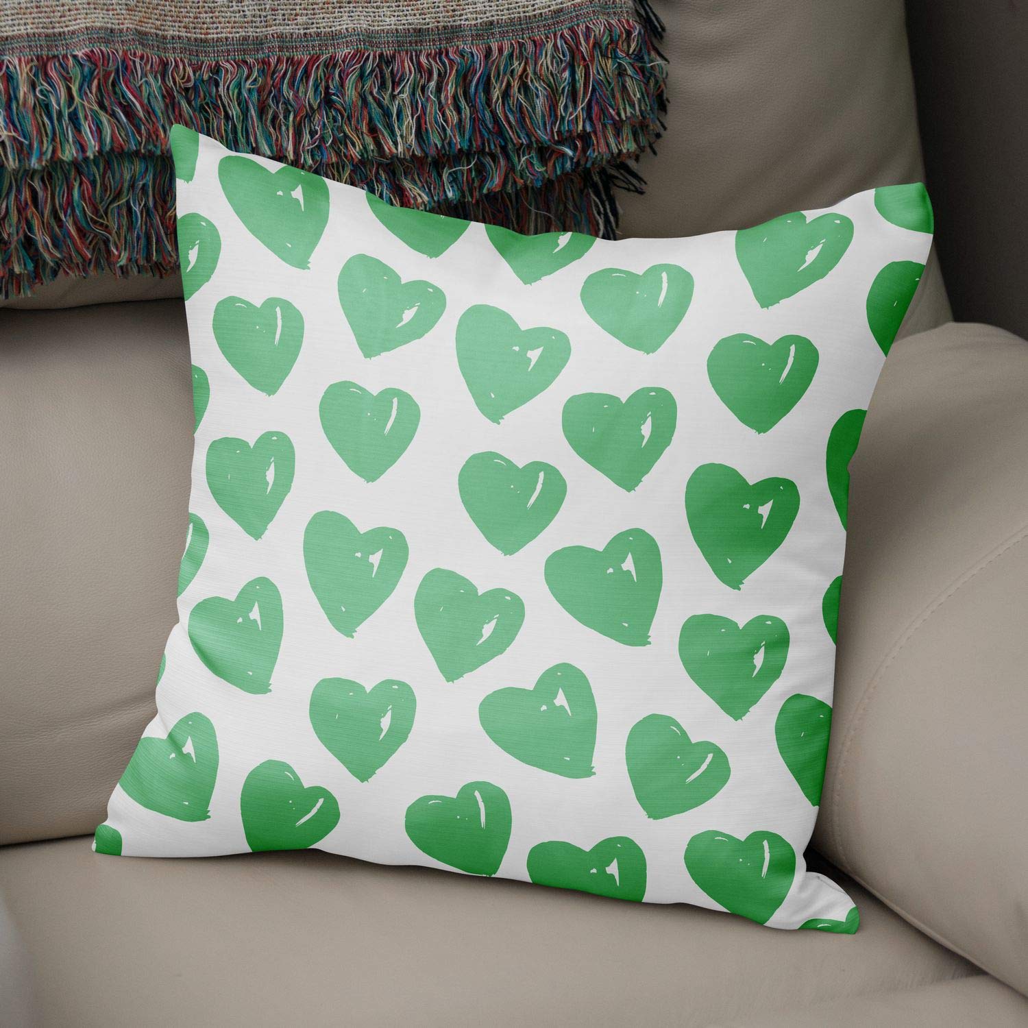 Bonamaison Decorative Cushion Cover Petrol Green & White, Throw Pillow Covers, Home Decorative Pillowcases for Livingroom, Sofa, Bedroom, Size: 50x50 Cm - Designed and Manufactured in Turkey
