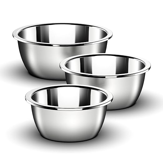 Schüsselset 3 teilig aus rostfreiem Edelstahl 16cm, 20cm und 24 cm
