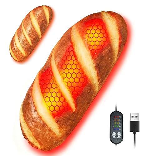 Electric Heat Pad for Period, Back Pain Relief - Menstrual Heating Heated Pad USB Powered - Bread Plush Stuffed Toy - Funny Women Kids Teenage Girls Mum Birthday Gift Ideas Christmas (40cm)