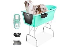 Blanlody Dog Washing Station, Portable Dog Grooming Tub, Dog Bathing Station,Anti-Slip Design,Foldable Base Pet Wash Station for Washing & Grooming Medium and Large Size Dogs Indoor & Outdoor,Green