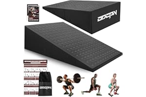 ODCPN Squat Wedge Block, 2 Pcs Non-slip Heel Elevated Squat Wedge for Weightlifting Workout with Storage & Training Poster, Slant Board for Squats to Improve Squat Mobility Balance & Strength Performance