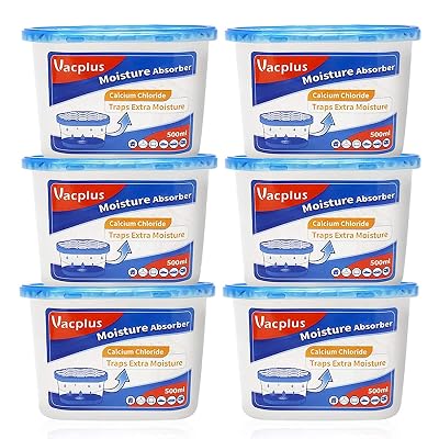 Vacplus Moisture Absorbers 6 Pack, Portable Humidity Absorber Boxes for Your Bathroom, Closet & Car, Dehumidifier with Fragrance Free, 10.5 Oz