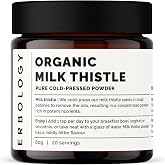 Erbology Organic Milk Thistle Powder 2.1 oz - 20 Servings - 180mg Silymarin per Serving - Liver Health - Cold-Pressed from 100% Milk Thistle Seeds - Sustainably Sourced in Europe - Vegan - GMO-Free