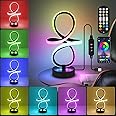 Modern RGB Table Lamps, Multicolor Changing Spiral Bedside Lamp with Remote&APP, Cool Table Lamp, Dimmable LED Nightstand Lamp with Music Rhythm Modes for Bedroom, Living Room, Christmas Gifts Black