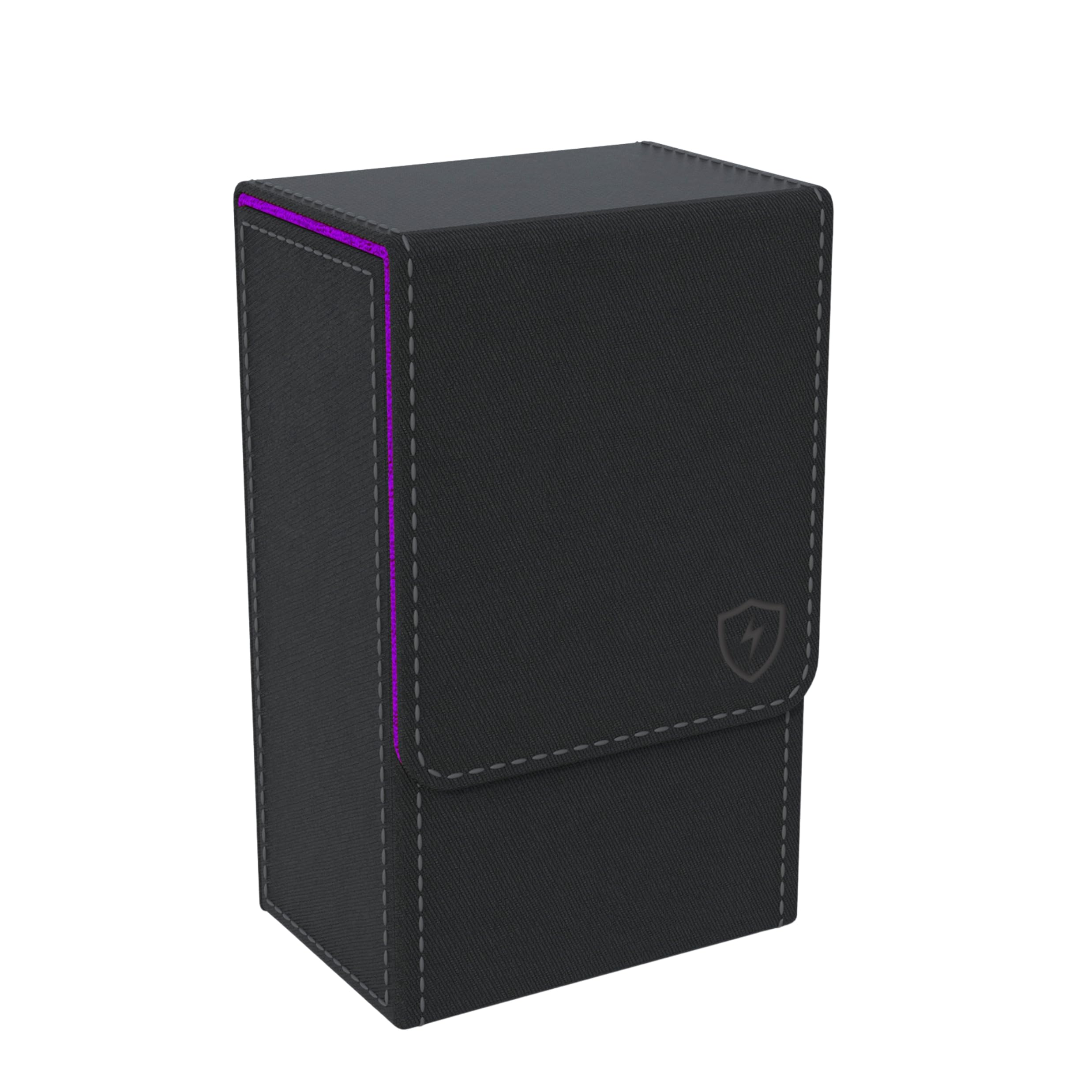 Boltquan Black Tarot Card Holder, Purple Interior, Fold-Top Box Case with Magnetic Lid, Fits Rider-Waite Deck, 5.39 x 3.38 x 2 In (137x86x51mm) (Purple) (TRC01)