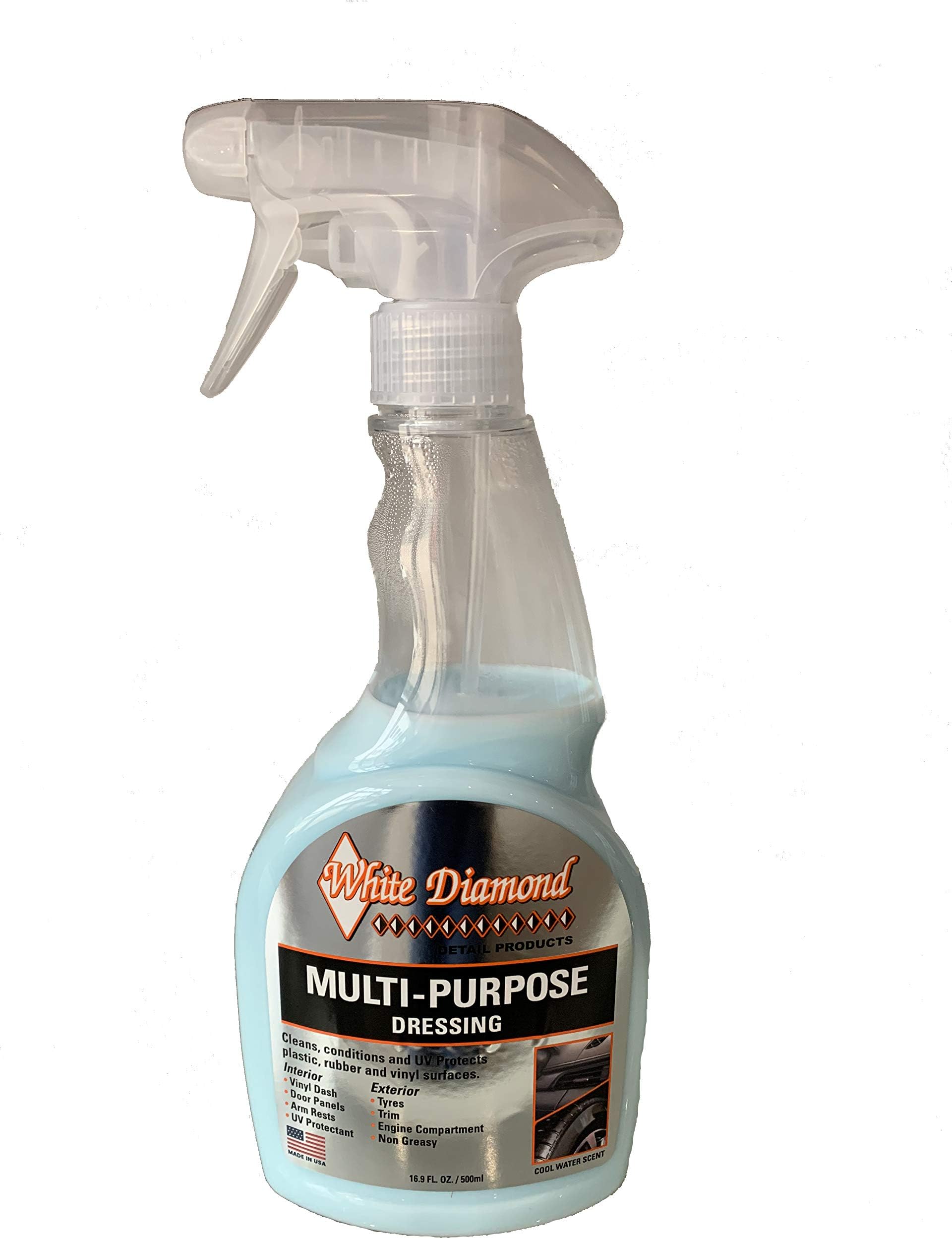 WHITE DIAMOND Multi-Purpose Spray Dressing - Cleans, Conditions and UV Protects: Vinyl Dash, Door Panels, arm Rests, Consoles, Leather Seats, Tires, Trim, Vinyl Toppers, Bed Covers etc.
