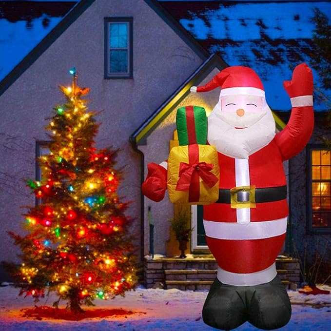 5ft Christmas Inflatable Santa Claus Holding a Gift Present Blow up