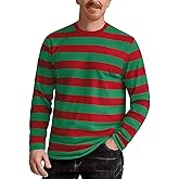 Zengjo Mens Striped T Shirt Short/Long Sleeve Crewneck Tee