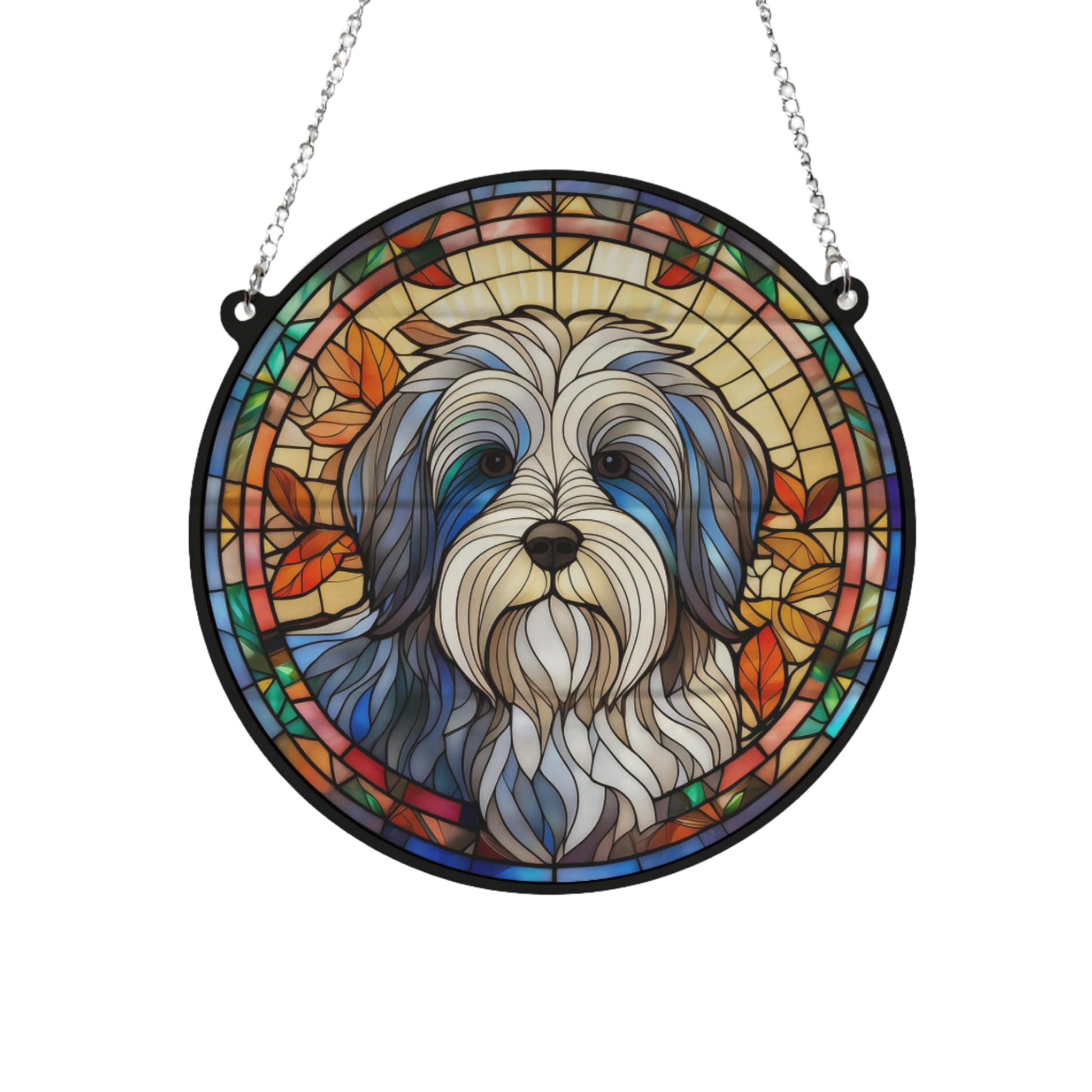 Tibetan Terrier Stained Glass Effect Suncatcher Gift for Dog Lovers - 13cm