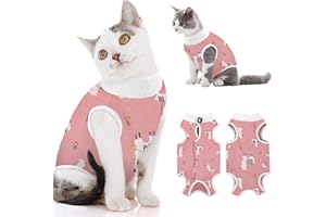 MORVIGIVE Cat Recovery Suit for Abdominal Wound, Breathable Cat Onesie for Cats After Surgery Spay Neuter, Anti Licking Cat Cone Alternative, Professional Bandages Pet Surgery Recovery Shirt