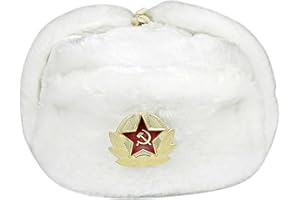 Heka Naturals Slavic Style Winter Hat | Faux Fur Ushanka with Ear Flaps & Decorative Military Pin - Vintage Fashion