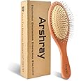 Arshray Women's Wooden Hairbrush,Natural Red Eucalyptus Wood,Metal Hair Teeth,Reduce Static Electricity,Suitable For All Hair Types,Better Massage Scalp