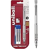uniball Kuru Toga Elite Mechanical Pencil Starter Kit, 0.5mm, HB #2, Silver Barrel, 1 Pack