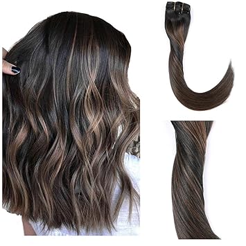 Amazon Com Silky Straight Clip In Human Hair Extensions Thicken