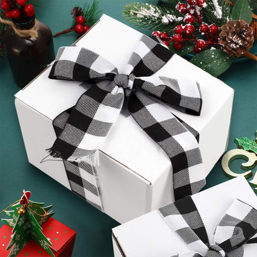 Buffalo Ribbon Decoration-25 Yards ×1.5 Inch White and Black Gingham Ribbon, Decorate Your House,Staircase and DIY Any Kind of Style You Like