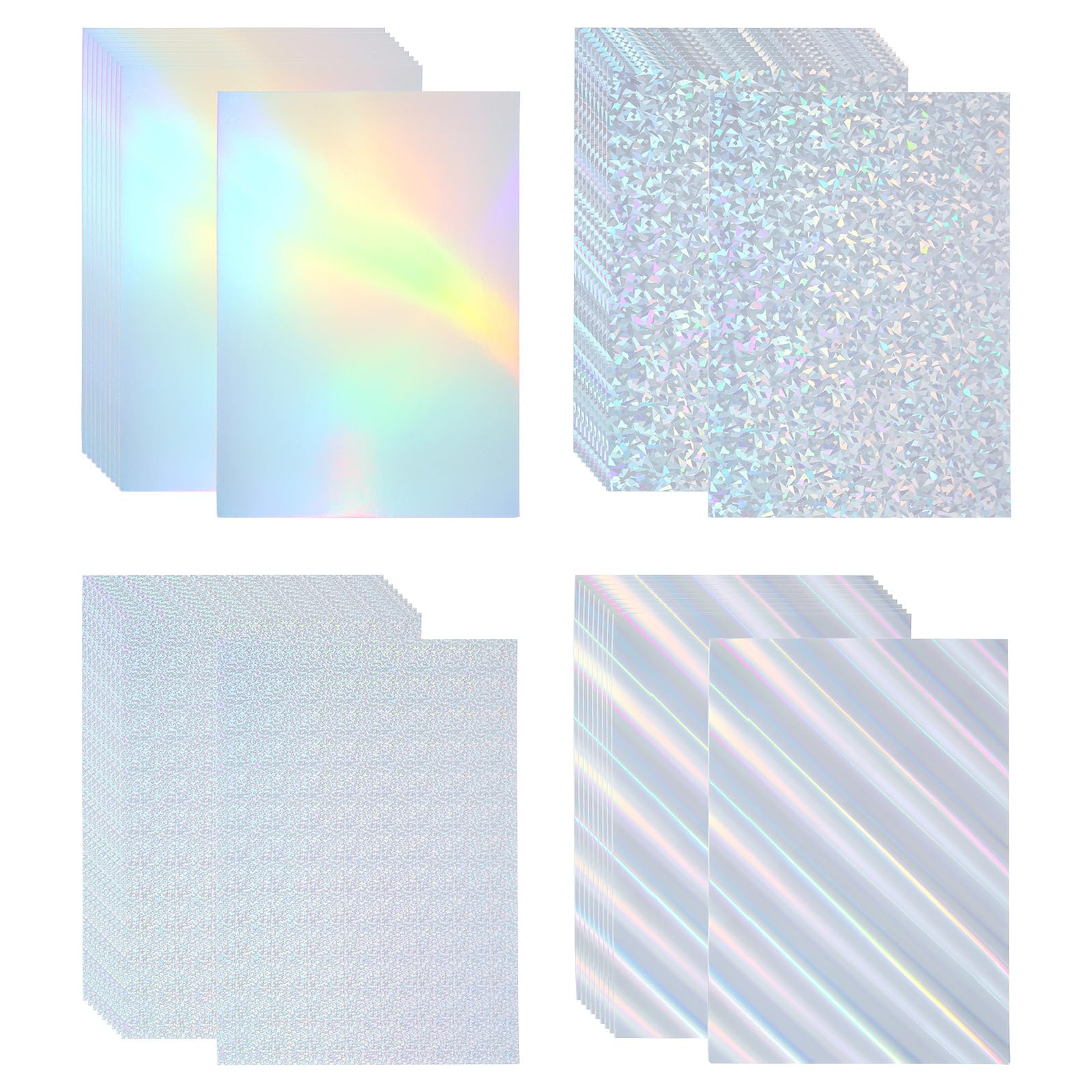 PATIKIL 11"x8.5" Holographic Cardstock, 20 Pack Metallic Iridescent Mirror Paper Foil Board Reflective Sheets for Scrapbook Poster DIY Craft, 4 Colors