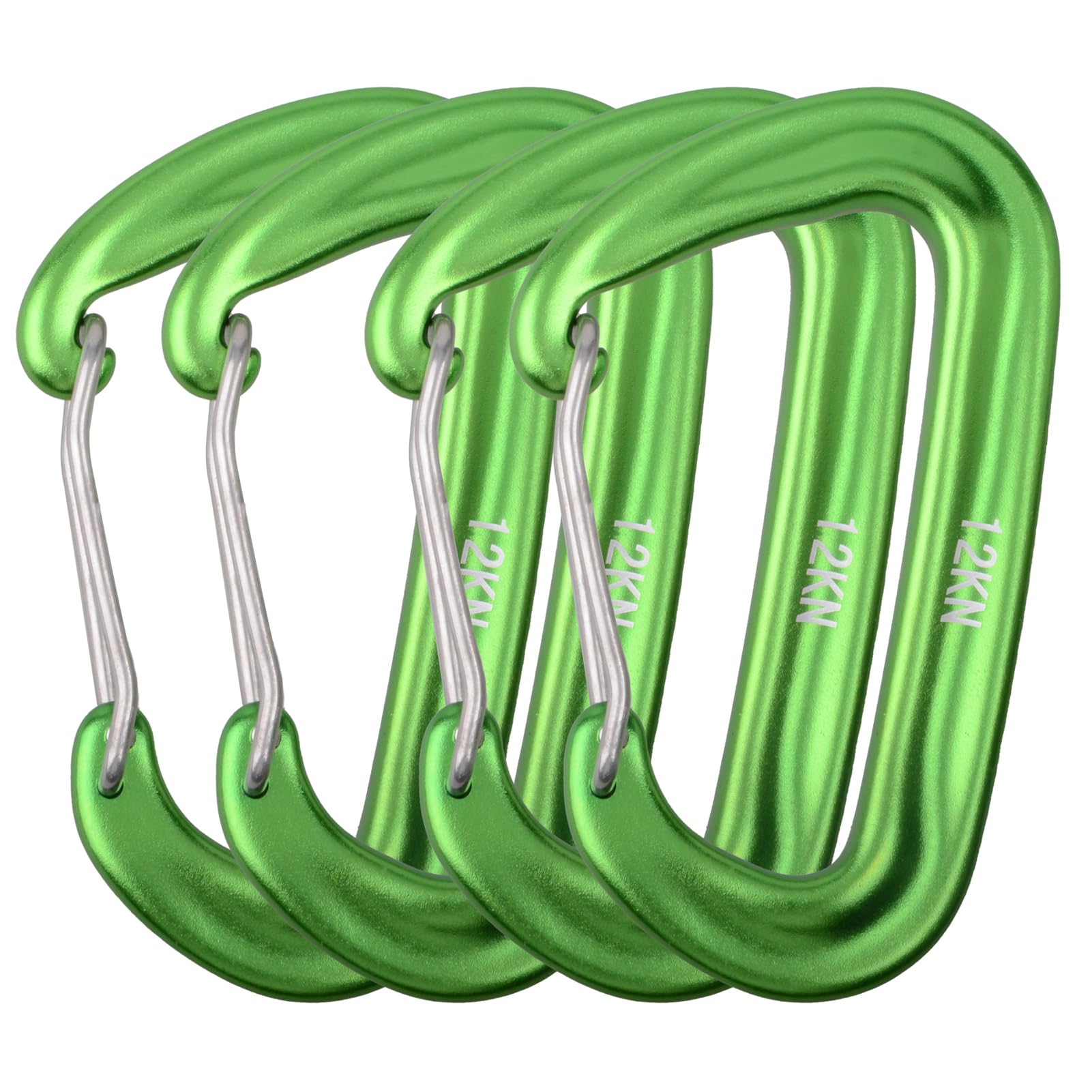 Azarxis 12 kN Carabiner Clips, 4 Pack Heavy Duty Carabiners Clip Rated 2697 LBS Lightweight for Hammock, Camping, Hiking, Backpack, Dog Leash, Gym (Green)