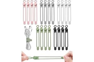 New Cable Management Organizer Silicone Cable Ties,Data Cable Organizer,4.17 inch Reusable Cord Organizers,Colorful Wire Orga