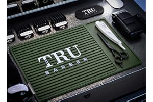 TRU BARBER ORGANIZER MAT 14”X 9” (GREEN) Flexible PVC Station Mat, Professional Mat, Salon and Barbershop work Station pads, Beauty salon tools hairstylist, Counter mat for clippers, Anti slip