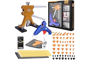 Super PDR 74PCS Car Dent Repair Kit, Small Dent Puller Kit, Adjustable Metal Dent Remover Tools with 58PCS High Viscosity Pull Tabs for Auto Body Large & Small Dents, Door Ding, Hail Damage