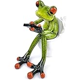 VVGIFTS Frog Figurines Decor Funny Cute Craft Resin Frog Sculpture Statue for Home Office Desk Tabletop Bathroom Decoration, Ornament Gift (Frog Sitting on Toilet)