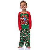 Sesame Street Kid's Elmo Christmas Wreath 2-Piece Long Sleeve Fleece Raglan Pajama Set Sleep Loungewear Boys Girls