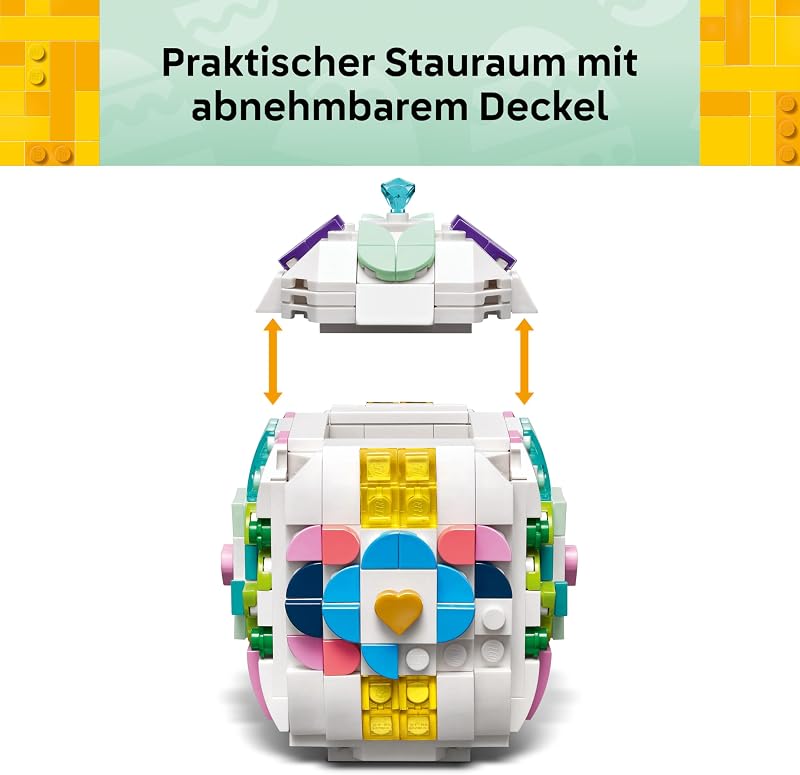 Verziertes Osterei - Mit bunten Elementen, goldenem Herz & Edelstein - Kreative Kinderzimmer Deko - DIY Set zum Bauen und Sammeln - Geschenk für Mädchen & Jungen ab 9 Jahren - 40816