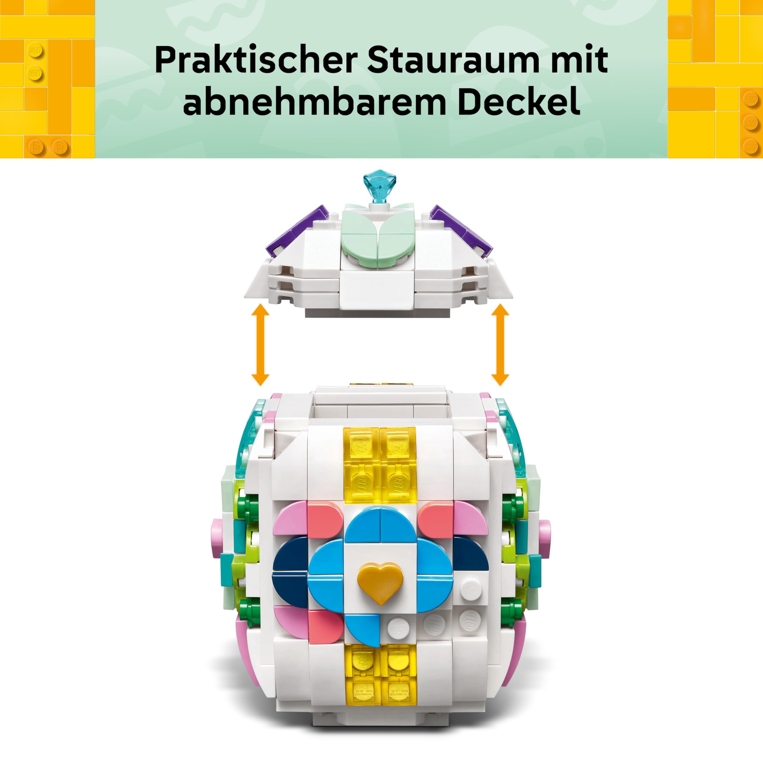 LEGO Verziertes Osterei - Mit bunten Elementen, goldenem Herz & Edelstein - Kreative Kinderzimmer Deko - DIY Set zum Bauen und Sammeln - Ostergeschenke für Mädchen & Jungen ab 9 Jahren - 40816 5