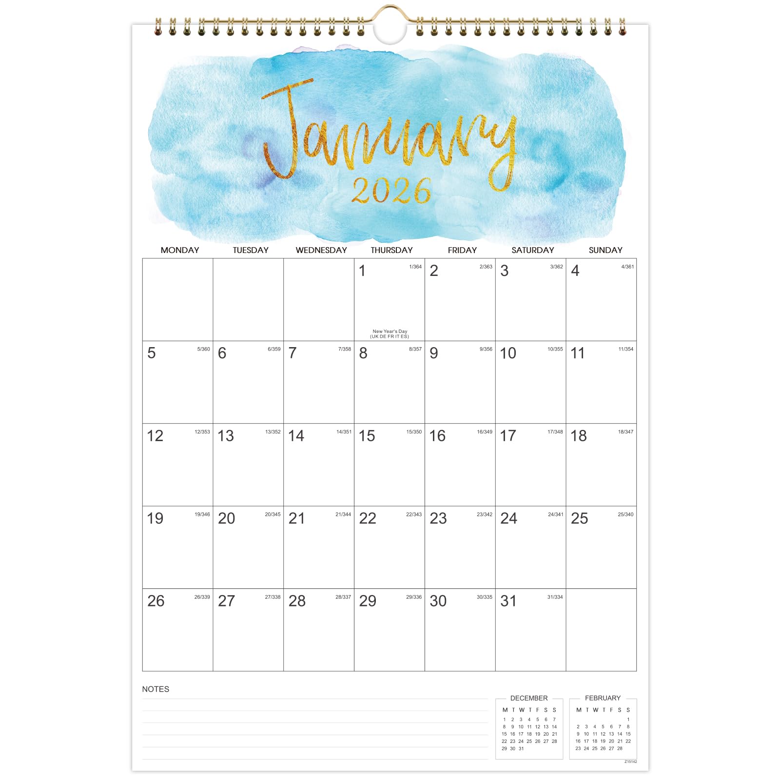 2026 Calendar - Month to View Wall Planner Calendar 2026, 12 Months from Jan 2026 to December 2026, Monthly Calendar with Twin-Wire Binding, Home Family Planner, 42.2 x 29.7 cm