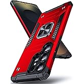 DASFOND Galaxy S25 Ultra Case, Military Grade Shockproof Protective Phone Case Cover with Enhanced Metal Ring Kickstand [Support Magnet Mount] Compatible with Samsung Galaxy S25 Ultra, Red