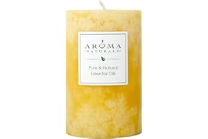 Aroma Naturals Essential Oil Orange and Lemongrass Scented Pillar Candle, Ambiance, 2.5 inch x 4 inch