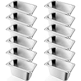 12 Pcs 1/9 Size 4 Inch Deep Hotel Pan Stainless Steel Steam Table Pan Commercial Catering Food Trays for Hotel Restaurant Buffet