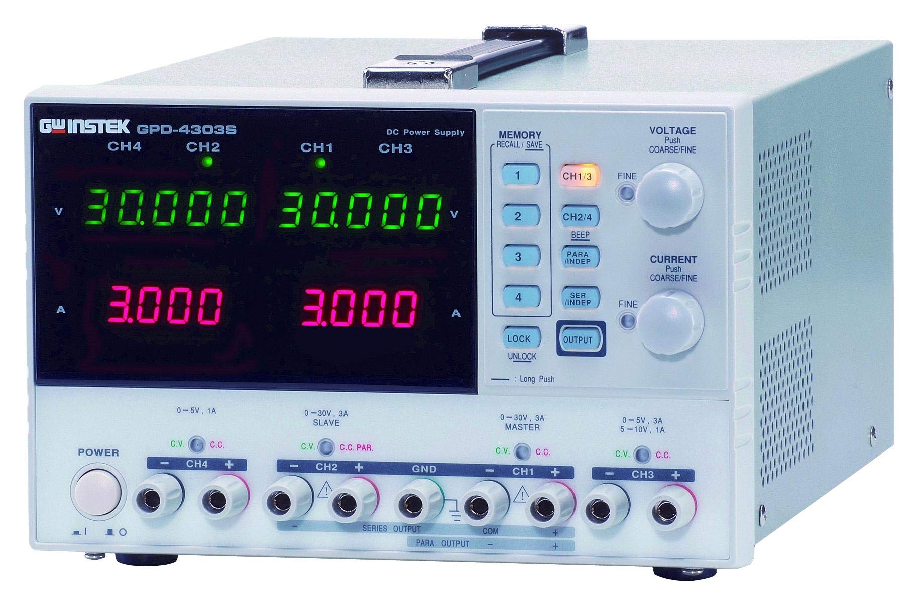 Photo 1 of Instek GPD-4303S 200W Quadruple-Output Programmable Linear DC Power Supply, 30V DC, 3 Amp, 1mV, 1-milliamp Resolution